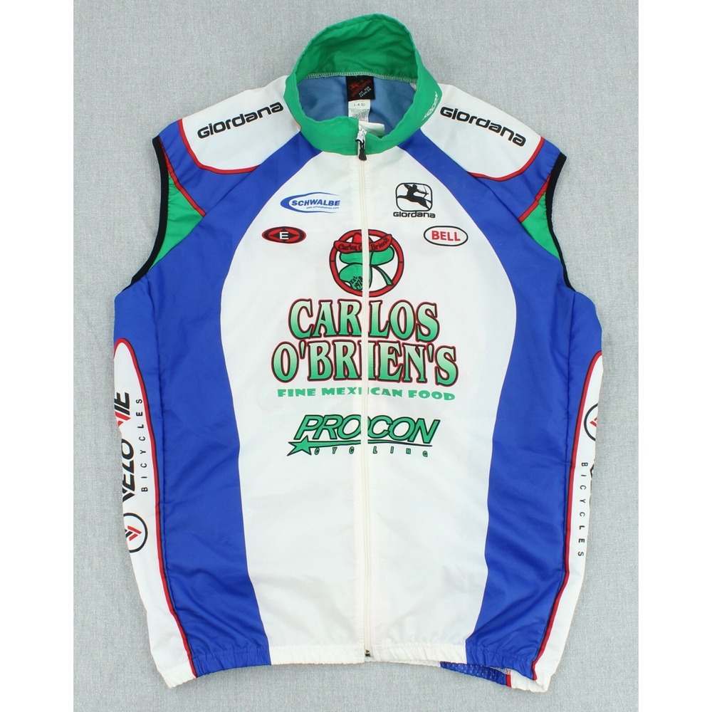 Giordana Carlos OBriens Cycling Vest Mens Large L Blue White Polyester Italy